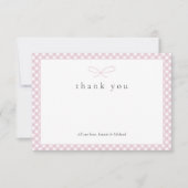 Carte De Remerciements Bow à plis rose simple (Devant)