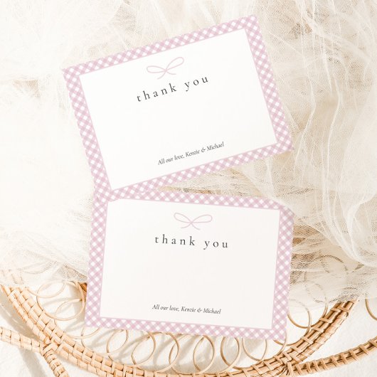 Carte De Remerciements Bow à plis rose simple