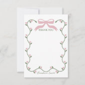 Carte De Remerciements Bow avec Baby shower de vigne à fleurs (Devant)