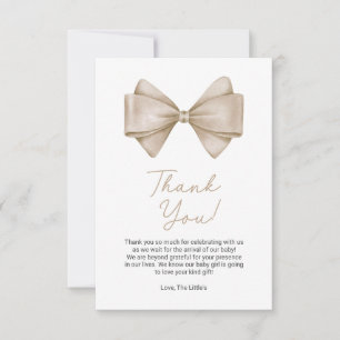 Carte De Remerciements Bow Beige Baby shower Boho moderne
