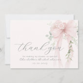 Carte De Remerciements Bow Bridal Shower Ivory greneery (Devant)