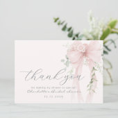 Carte De Remerciements Bow Bridal Shower Ivory greneery (Debout devant)
