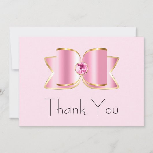 Carte De Remerciements Bow en verre rose avec un centre Gemstone Annivers (Devant)