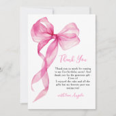 Carte De Remerciements Bow Girls roses 1er anniversaire (Devant)