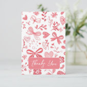 Carte De Remerciements Bow rose avec fleurs (Debout devant)