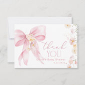 Carte de remerciements Bow rose Fleur sauvage (Devant)