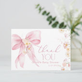 Carte de remerciements Bow rose Fleur sauvage (Debout devant)