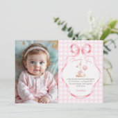 Carte De Remerciements Bow rose Silly Goose 1er Anniversaire Photo (Debout devant)