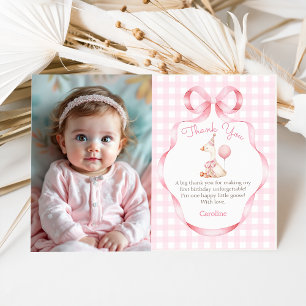 Carte De Remerciements Bow rose Silly Goose 1er Anniversaire Photo