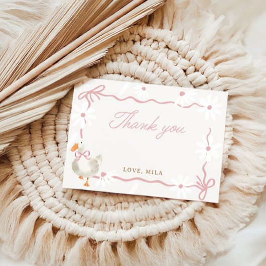 Carte De Remerciements Bow rose sot oie Coquette Anniversaire