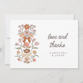 Carte De Remerciements Bow rustique en terre cuite et Mariage en fleurs (Devant)