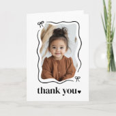 Carte De Remerciements Bow Wavy Border Photo Anniversaire (Devant)