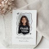 Carte De Remerciements Bow Wavy Border Photo Anniversaire