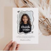 Carte De Remerciements Bow Wavy Border Photo Anniversaire