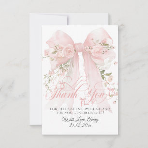 Carte De Remerciements Bowtiiful One Photo 1er Anniversaire Fleurs Fille