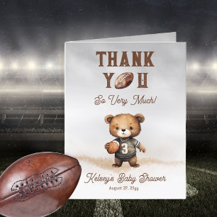 Carte De Remerciements Boy Bearly Wait Baby shower de football américain
