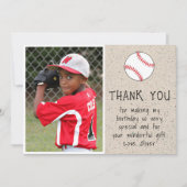 Carte De Remerciements Boy Photo Baseball Ball Anniversaire de l'enfant (Devant)