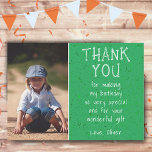 Carte De Remerciements Boy Photo Green Simple Enfant's Birthday<br><div class="desc">Boy Photo Green Simple Carte de remerciements d'anniversaire pour enfants. Design moderne et simple. Un grand carte de remerciements d'anniversaire pour vos amis et votre famille - merci à votre invité pour leurs cadeaux, cartes et souhaits. Ajoutez votre photo et personnalisez la carte avec votre nom et votre texte. Super...</div>