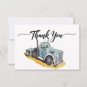Carte De Remerciements Boys Anniversaire Party Blue Semi Truck