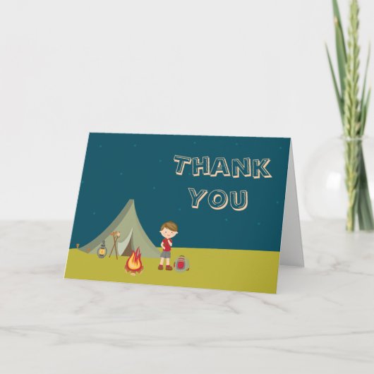 Carte De Remerciements Boy's Camping Birthday Thank You Folded A7 Card (Devant)
