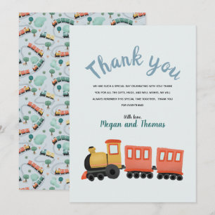 Carte De Remerciements Boys Cute Train Travel Thank You