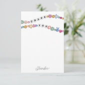 Carte De Remerciements Bracelet d'amitié Fille Bijoux Enfants Personnalis (Debout devant)