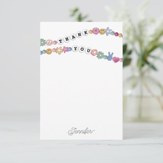 Carte De Remerciements Bracelet d'amitié Fille Bijoux Enfants Personnalis (Debout devant)