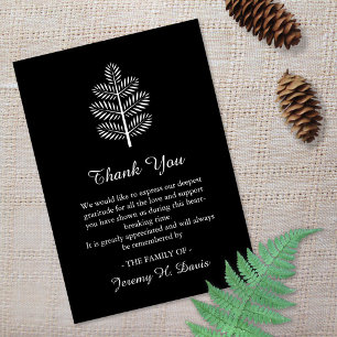 Carte De Remerciements Branche d'arbre tropical commémoratif funéraire bo