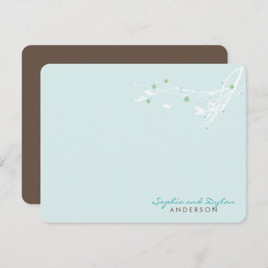 Carte De Remerciements Branche d'hiver Fleur de neige Simple Mariage élég (Devant / Derrière)