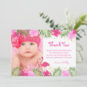 Carte De Remerciements Branches de Palme de Flamant Tropical Fille d'Anni (Debout devant)