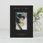 Carte De Remerciements Branches dorées fausses de luxe Calligraphie fanta (Debout devant)