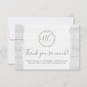 Carte De Remerciements Branches rustiques en bois et en feuilles Botaniqu
