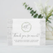 Carte De Remerciements Branches rustiques en bois et en feuilles Botaniqu (Debout devant)