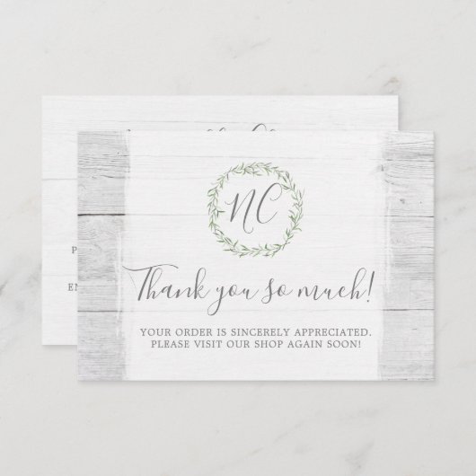 Carte De Remerciements Branches rustiques en bois et en feuilles Botaniqu (Devant / Derrière)