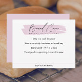 Carte De Remerciements Bread Care Instructions Pink Simple Script