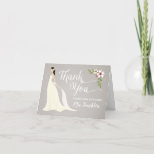 Carte De Remerciements Bridal Shower Thank You Card - Dark Brunette