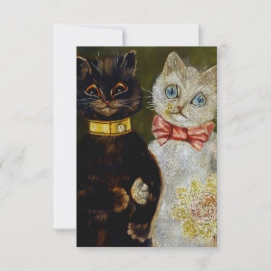 Carte De Remerciements "Bride and Groom" de Louis Wain (Devant)