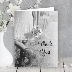 Carte De Remerciements Bride, Boots Sunflowers Ranch Wedding Thank