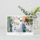 Carte De Remerciements Bride & Groom Chic 2 Photos Collage Hand Lettered (Debout devant)