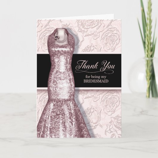 Carte De Remerciements Bridesmaid Blush Pink Wedding (Devant)