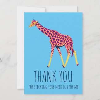 Carte De Remerciements Bright colors giraffe thank you card