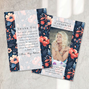 Carte De Remerciements Bright Floral Photo Sympathy Funeral Memorial