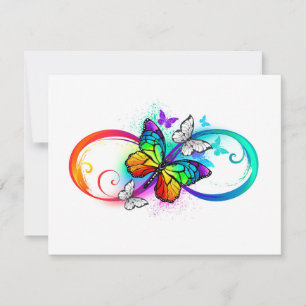 Carte De Remerciements Bright infinity with rainbow butterfly