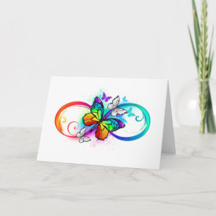 Carte De Remerciements Bright infinity with rainbow butterfly