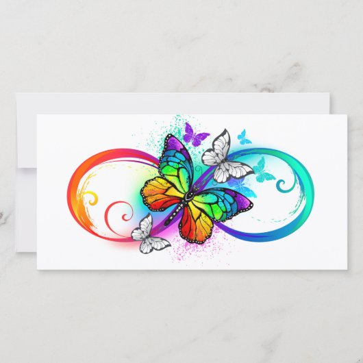 Carte De Remerciements Bright infinity with rainbow butterfly (Devant)