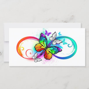 Carte De Remerciements Bright infinity with rainbow butterfly