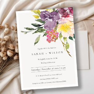 Carte De Remerciements Bright Jaune Blush Bourgogne Floral Mariage Invite