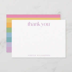 Carte De Remerciements Bright Pastel Stripe violet Baby shower personnali