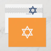 Carte de remerciements brillant de bleu de Mitzvah (Devant / Derrière)