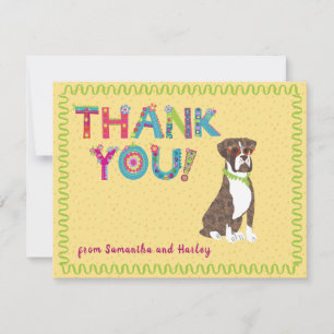 Carte De Remerciements Brindle Boxer Fun Colorful Floral Lettres